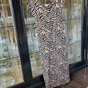 Justify Zebra-Print Maxi Dress in Black & Cream